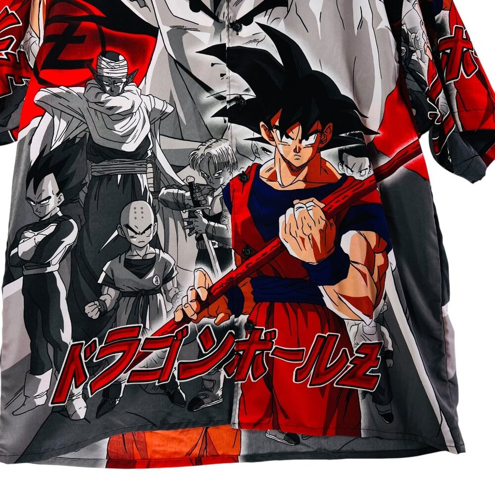 Vtg Dragon Ball Z Anime GOKU Graphic Shirt Y2K All Over Print Button Up Mens Lg - Picture 5 of 14